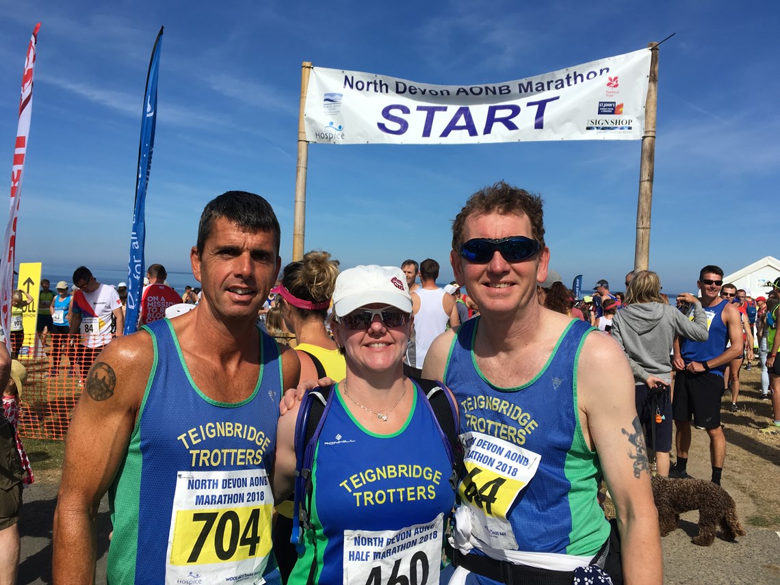 roger, emma and jim at the start of the north devon marathon.jpeg