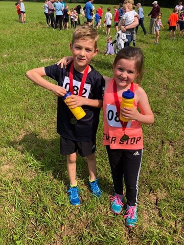 clyst hydon huff fun run winners, luca and rubi.jpg