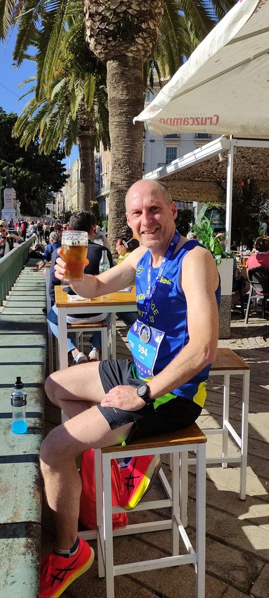 julian having a beer after his great run.jpg